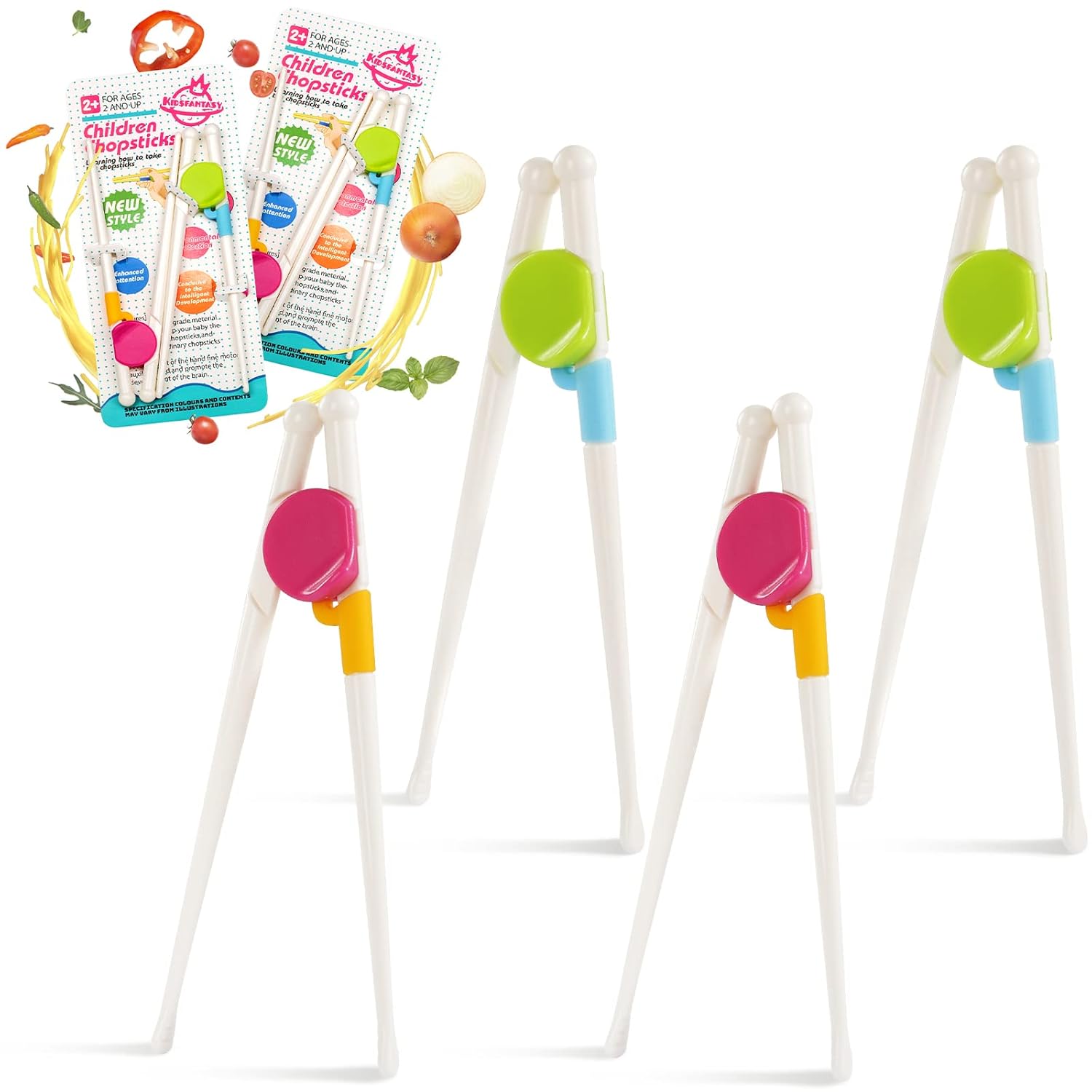4 pares de palillos para niños, juego de palillos de entrenamiento, palillos de aprendizaje, desmontables para principiantes, niños, aptos para