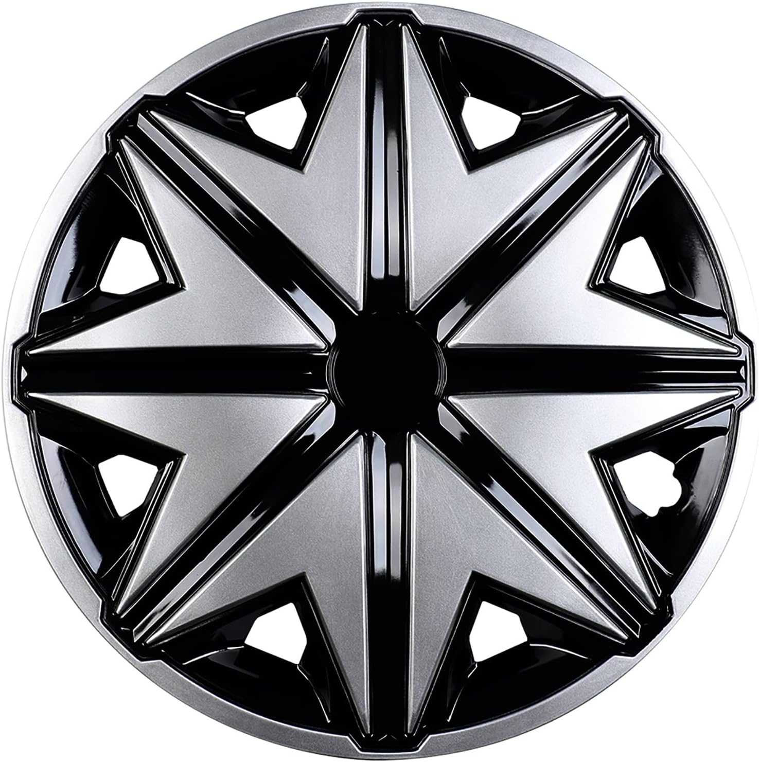Tapacubos universales de 12 pulgadas para autos, juego de 4, color plateado