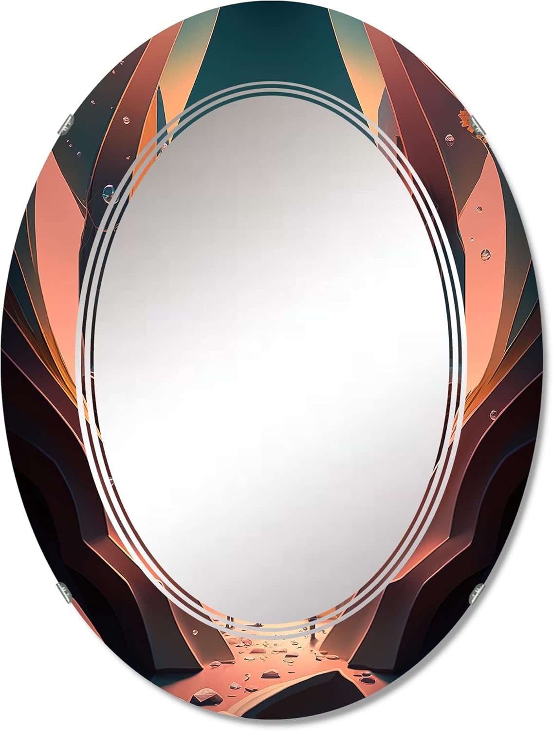 DesignQ Architectural Futuristic Building I- Vanity Mirror, Bathroom Mirrors, Wall Mirrors for Living Room, Bedroom – Oval Mirror – Large 20’x30′,