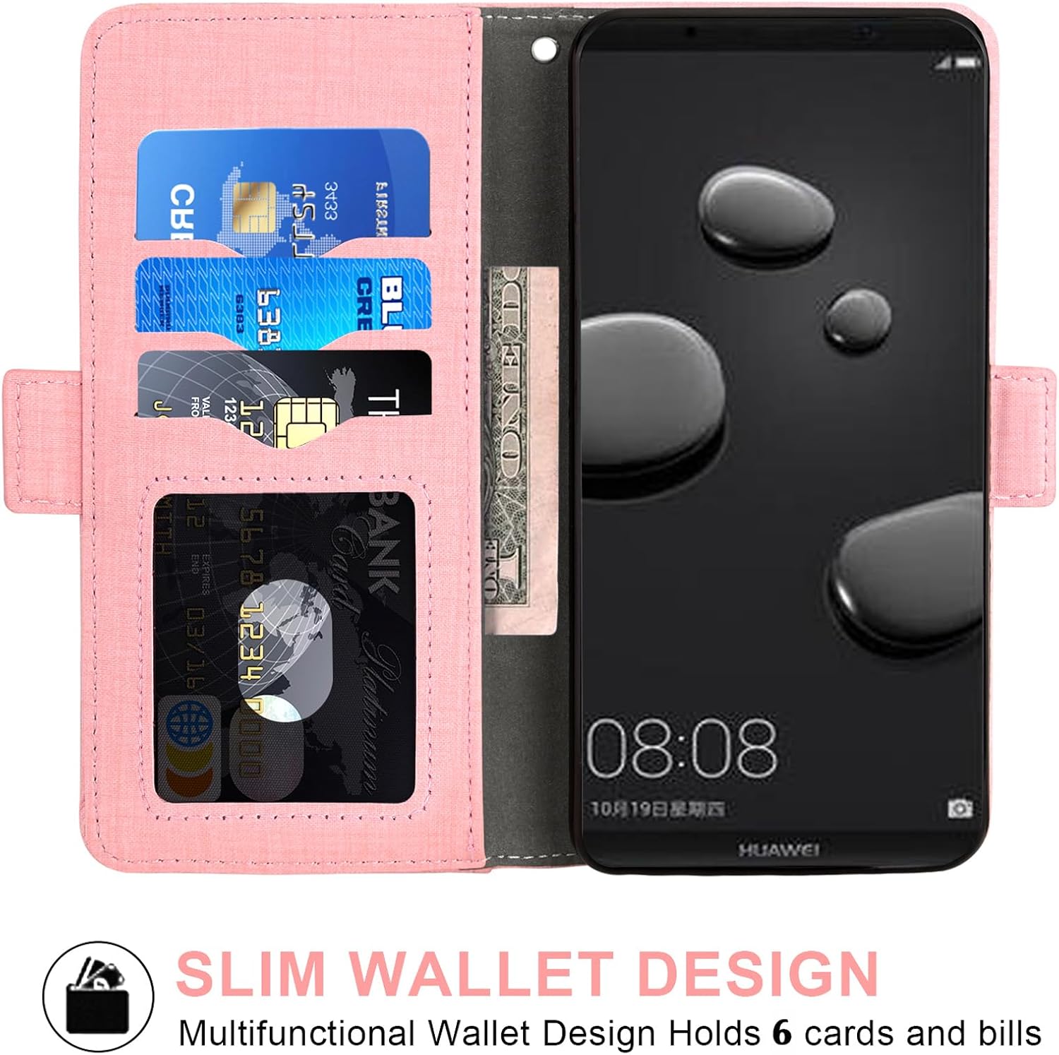 Asuwish Funda para teléfono Huawei Mate 10 Pro con protector de pantalla de vidrio templado y correa para la muñeca, soporte para tarjeta de