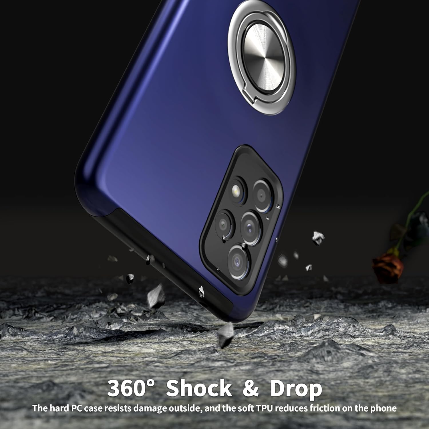 Yamink Funda para Samsung Galaxy A52 5G con protector de pantalla de vidrio templado, híbrida 2 en 1, funda protectora delgada y resistente con