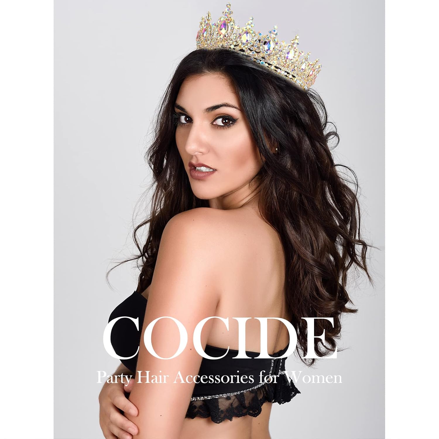 COCIDE Corona de reina para mujer, tiara de cristal y corona para niña, accesorios para el cabello para boda, novia, fiesta de cumpleaños,