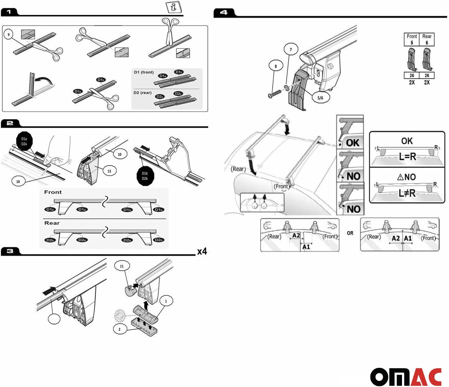 OMAC Barras transversales superiores para Dodge Durango 2011-2024, 2 piezas de aluminio gris antirrobo para viajes, kayak, canoa, surf, esquí,