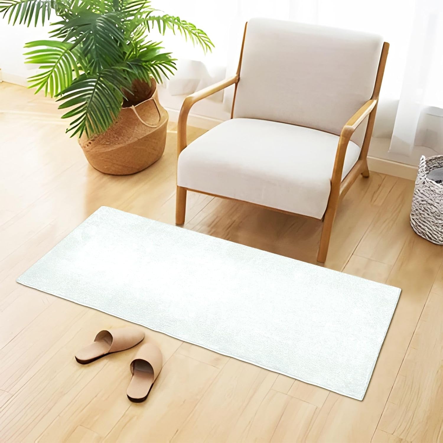 Tapetes de felpa color crema menta para baño, base de goma antideslizante, lavables, alfombra de baño absorbente, 39 x 20 pulgadas
