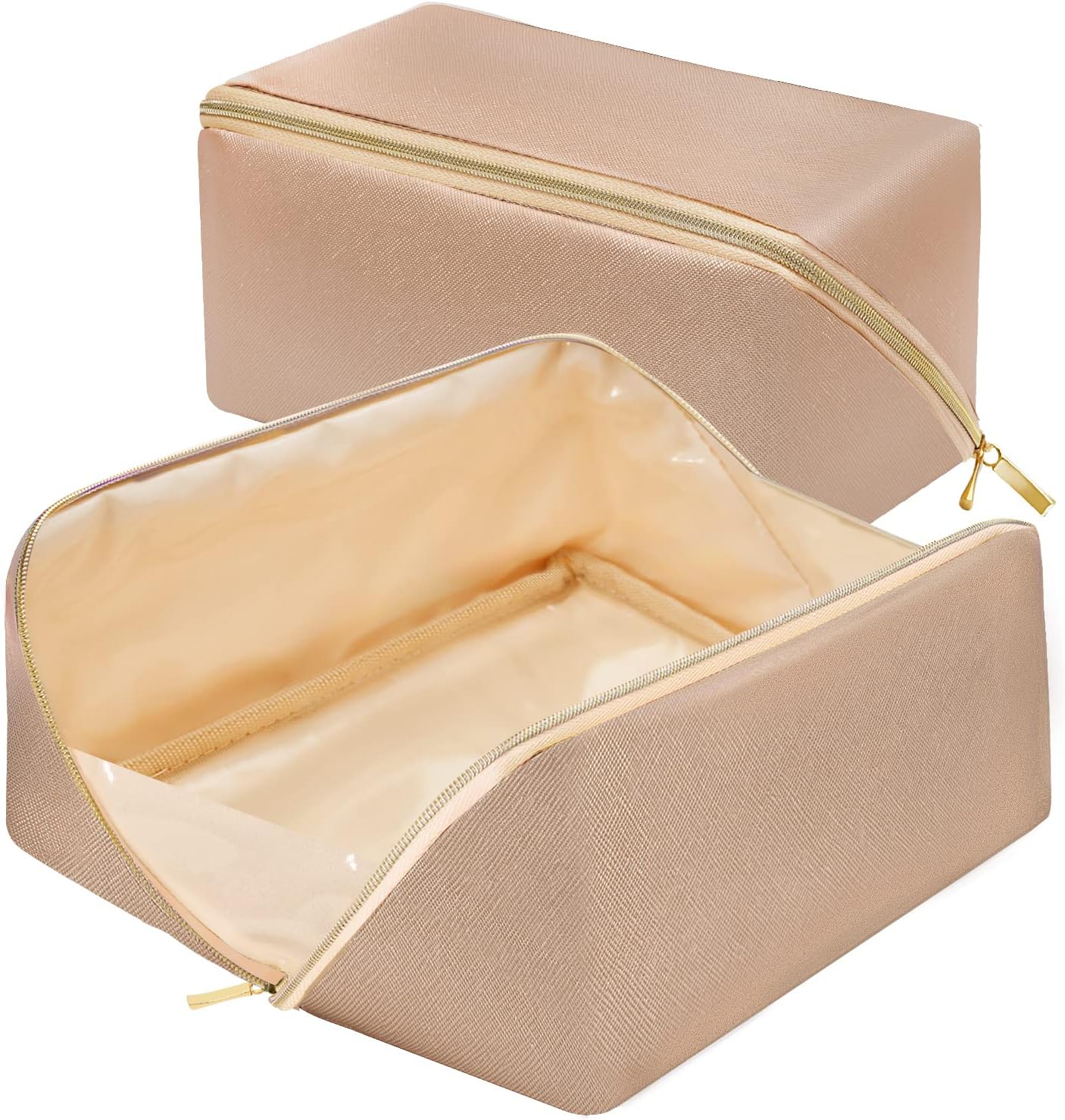 Bolsa de maquillaje portátil que se abre plana para un fácil acceso, bolsa de cosméticos impermeable, bolsa de aseo personal, accesorios de viaje