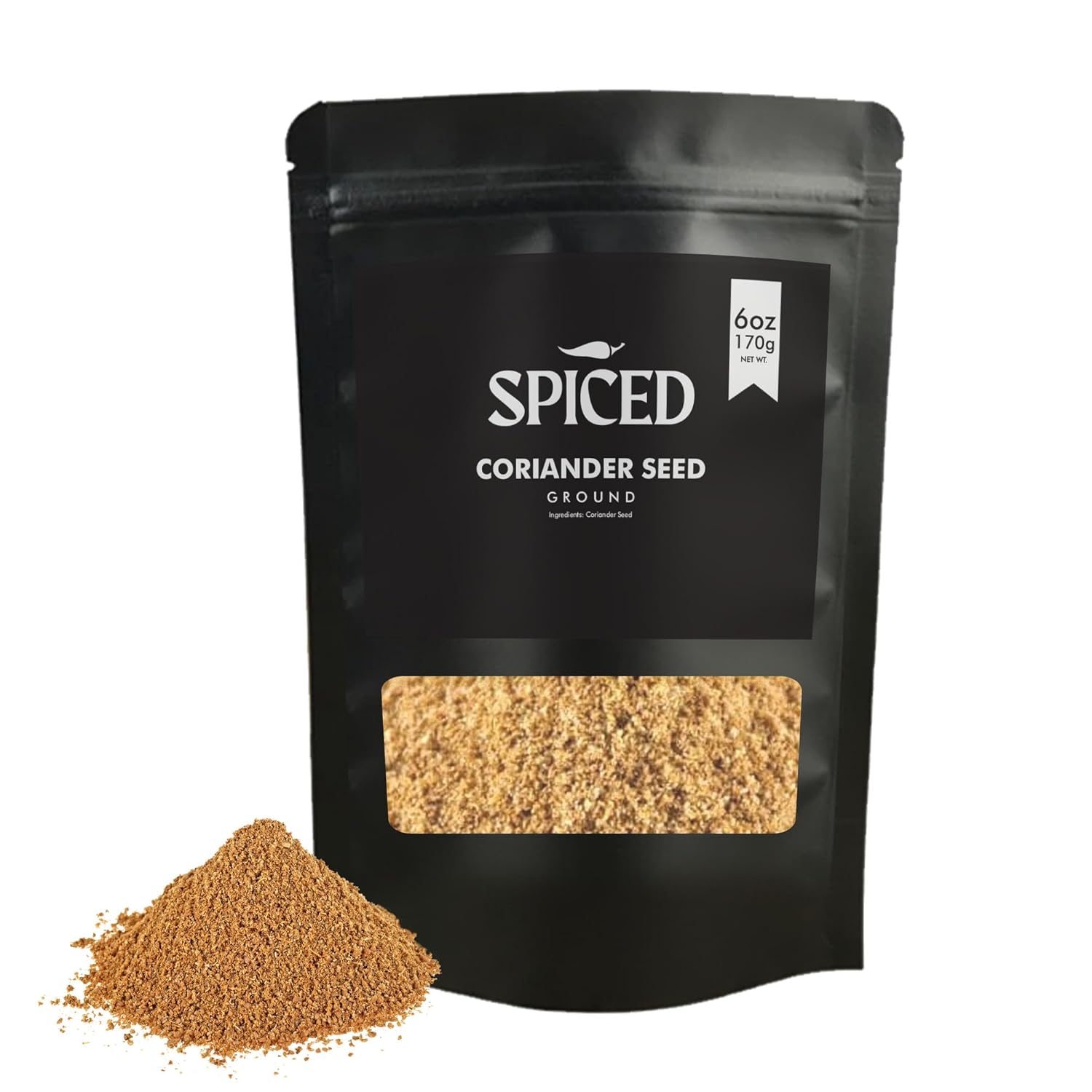 SPICED – Polvo de semillas de cilantro molido, 6 onzas de semillas de cilantro molido en bolsa resellable, ideal para cocina india, condimentos de