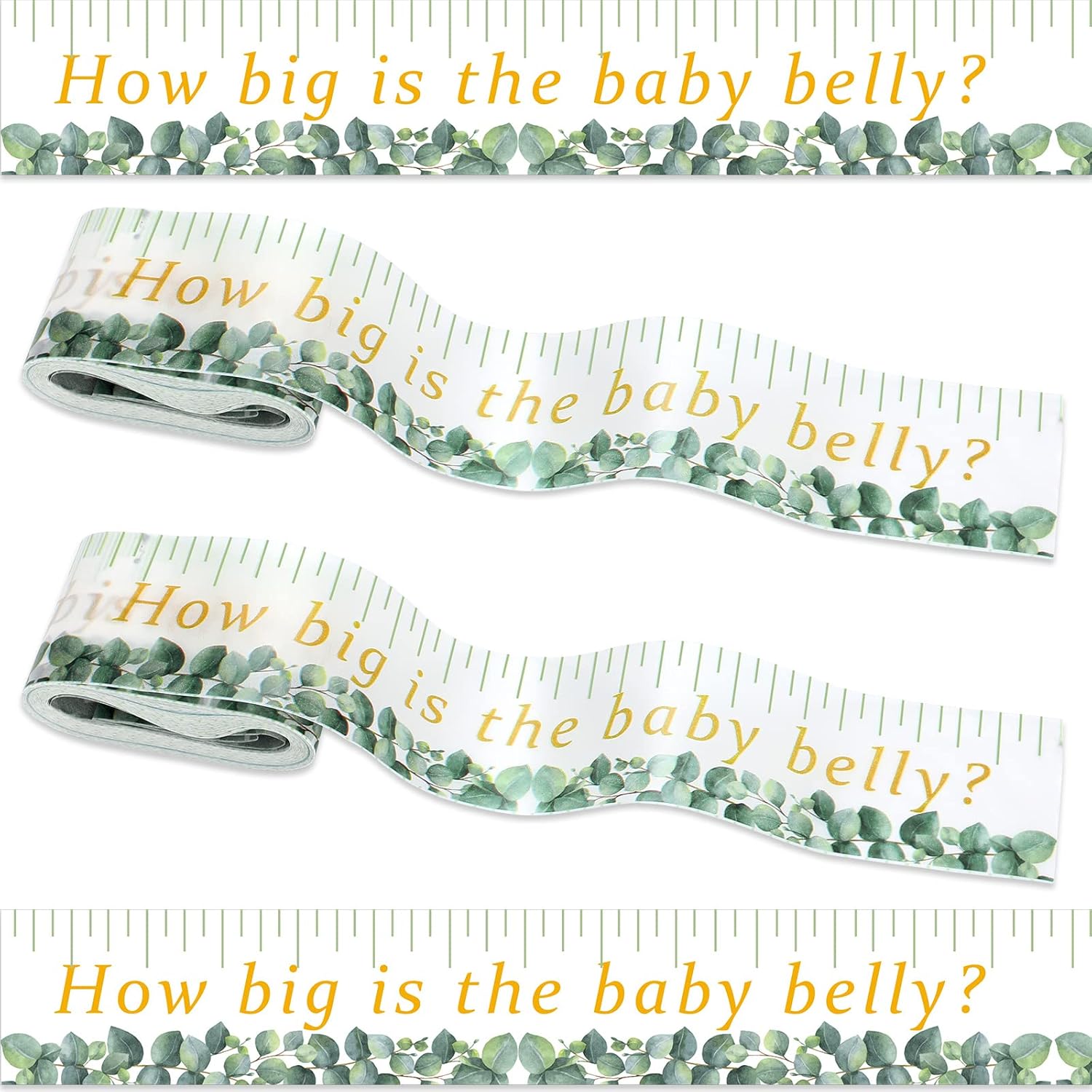 2 rollos de cinta métrica para baby shower, de 2 pulgadas x 150 pies, para medir el abdomen, juego de vientre, cinta métrica verde para baby shower,