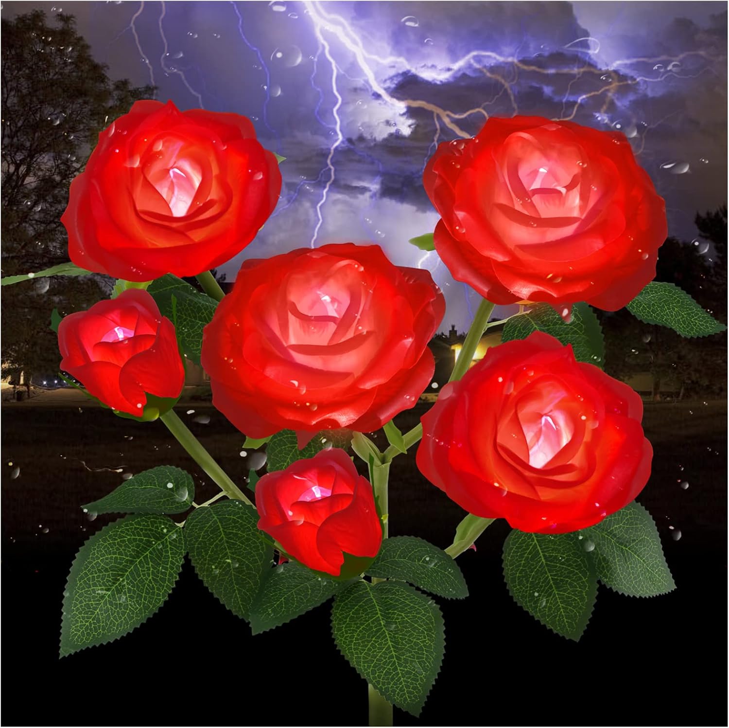 TYNLED Luces solares de estaca de jardín para exteriores, luz LED mejorada con 6 rosas, luces decorativas solares impermeables para patio, camino,