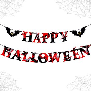 KatchOn, Cartel de Feliz Halloween con murciélagos  Grande de 10 pies, sin bricolaje  Guirnalda de Halloween aterradora para manto, decoraciones de KatchOn, Cartel de Feliz Halloween con murciélagos  Grande de 10 pies, sin bricolaje  Guirnalda de Halloween aterradora para manto, decoraciones de