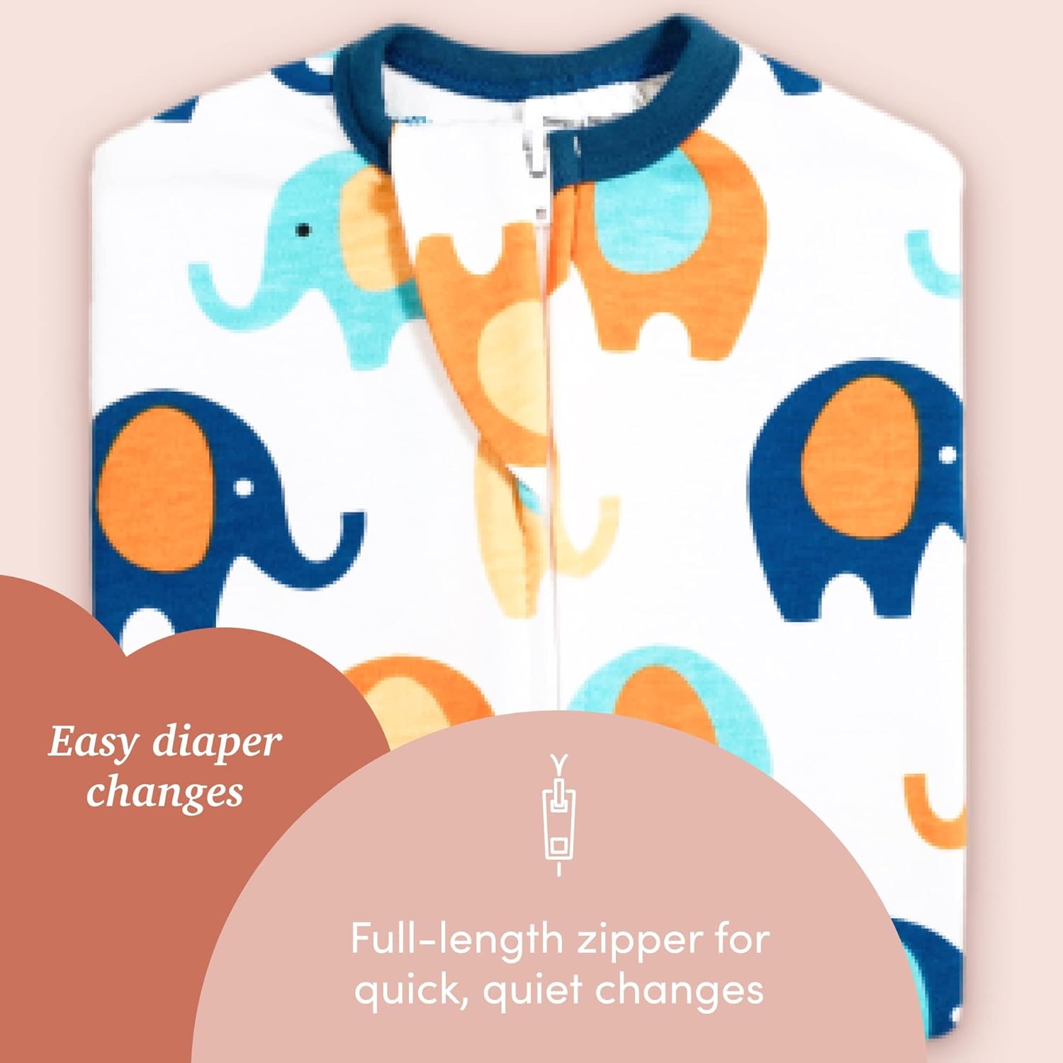 SleepingBaby Zipadee-Zip – Manta para bebé de 6 a 12 meses, manta de transición con cremallera, comodidad – Elefante azul y naranja, talla M