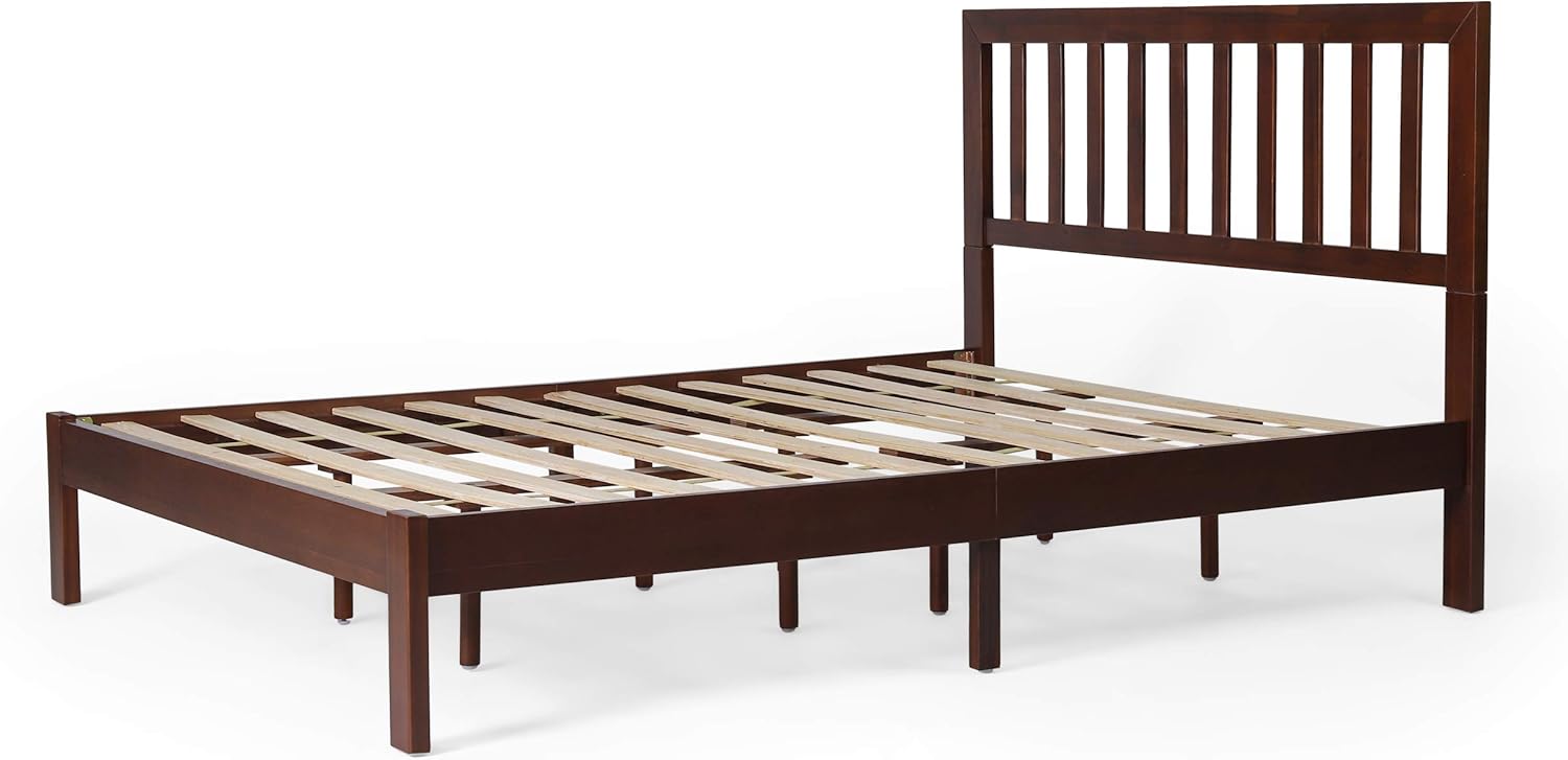 Christopher Knight Home Eunice – Plataforma de cama Queen de madera de acacia, roble oscuro
