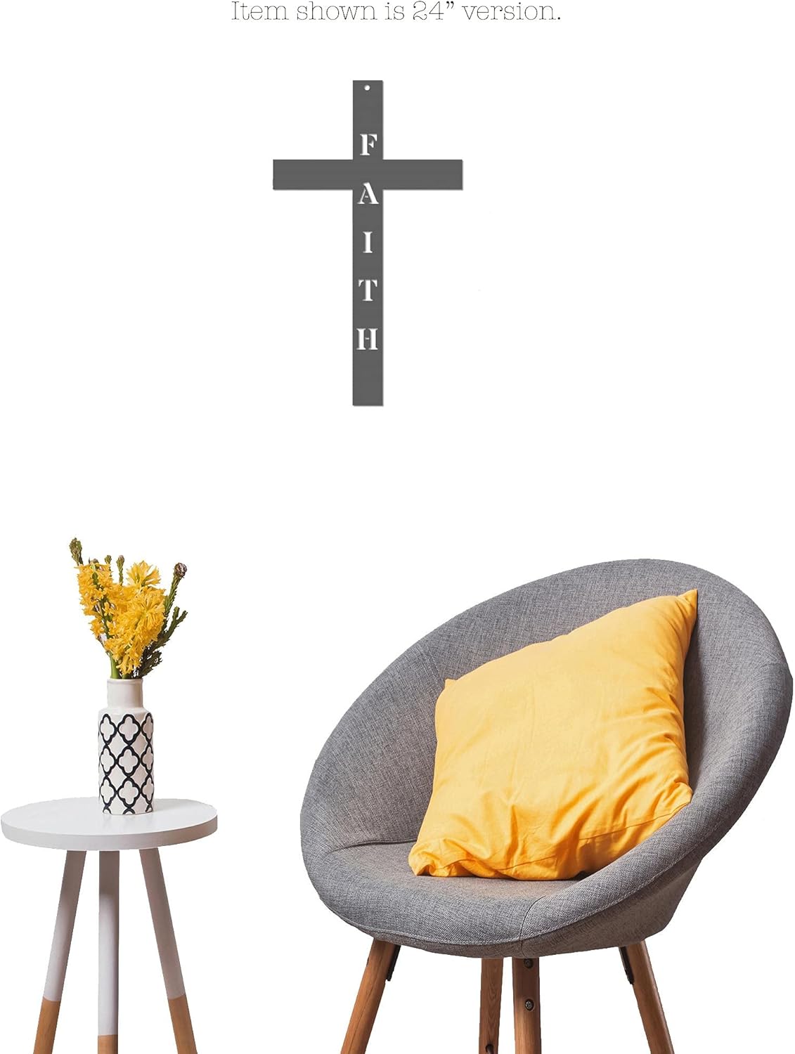 POEM Studio Decoración de pared con cruz de fe cristiana, letrero de pared de metal con cruz de Jesús Dios Crucifijo – Arte de pared religioso