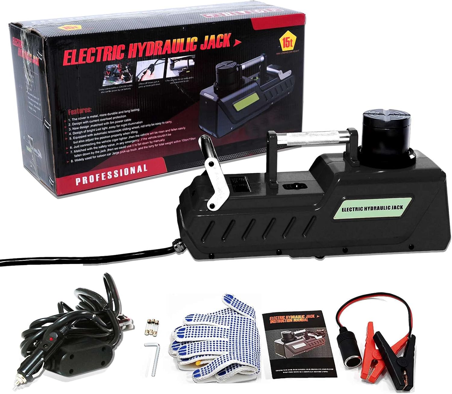 E-HEELP Gato hidráulico para automóvil de 12 V CC, 33000 libras, gato eléctrico de alta resistencia con pantalla LED para cámper, RV, camión,