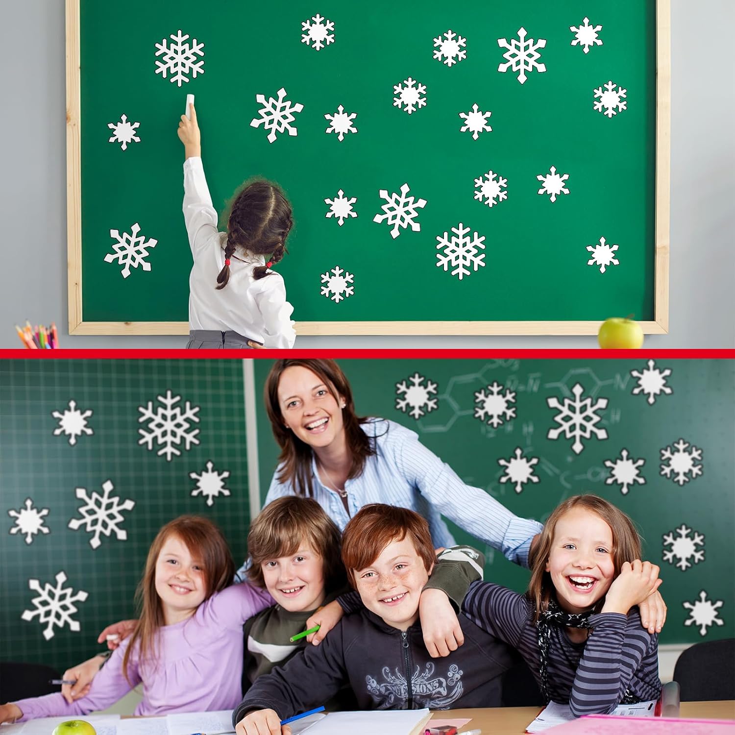 90 piezas de copos de nieve de invierno, decoración de tablón de anuncios para aula, estilo surtido, invierno, Navidad, copo de nieve blanco,