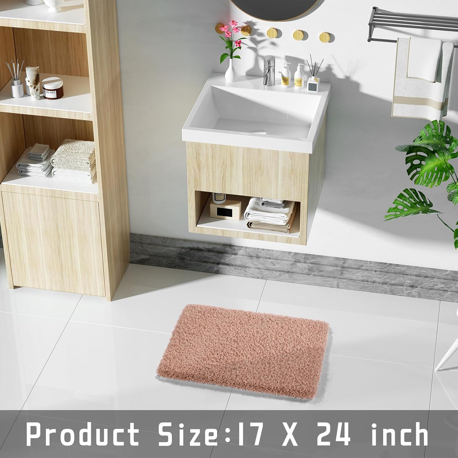 Yimobra Alfombra de baño esponjosa, mullida, suave, cómoda, antideslizante, absorbe el agua, microfibra, secado rápido, lavable a máquina, gruesas,