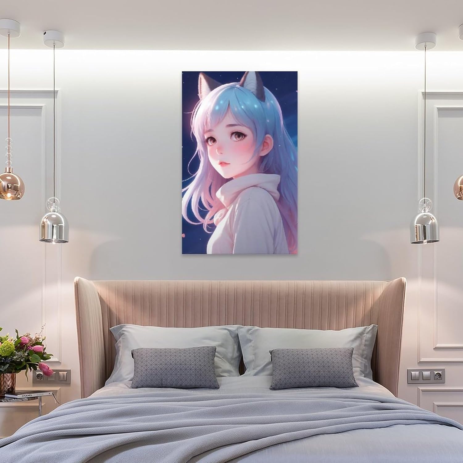 Póster de anime japonés Beauty Girl (7) Póster artístico de pared con desplazamiento en lienzo, cuadro de pintura para sala de estar, decoración del