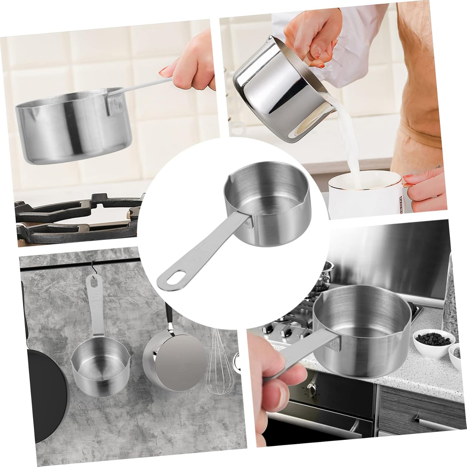 Ollas de cocina Herramienta Crema Leche Mini Calentador de Mantequilla Cazo de Acero Pequeño Utensilios de Cocina Cuchara Medidora Mini Cuchara de