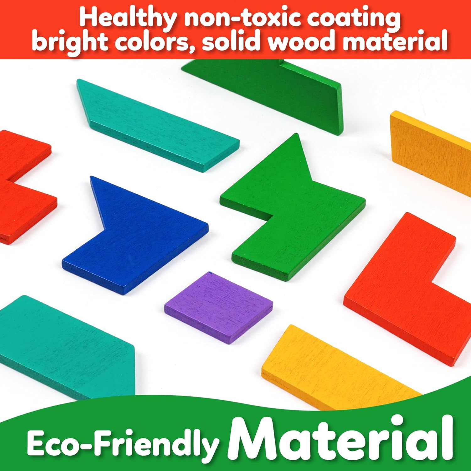 Paquete de 3 rompecabezas de bloques de madera + rompecabezas Tangram + rompecabezas hexagonales, desafío para niños y adultos de todas las edades,