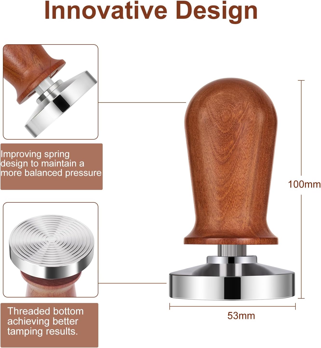 FUXAFU Tamper de café de 2.087 in, un avanzado manipulador de café espresso de acero inoxidable con mecanismo de calibración con resorte y mango de
