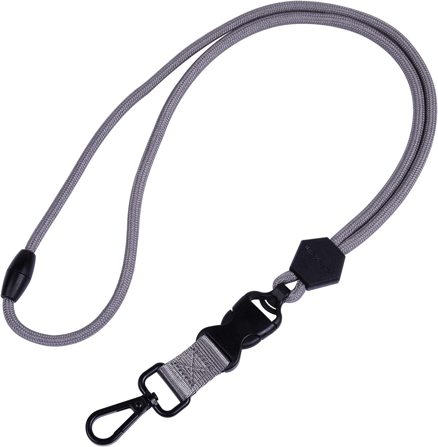 Wisdompro Paquete de 2 cordones redondos duraderos de 23 pulgadas con hebilla de seguridad, hebilla desmontable y gancho de metal para tarjetas de