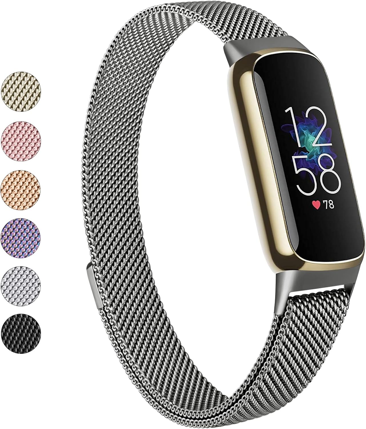 Correa de metal compatible con Fitbit Luxe Bands, correa de repuesto ajustable de malla de acero inoxidable para Fitbit LuxeLuxe Special Edition