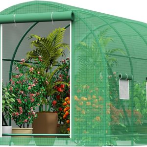 Invernadero de túnel portátil, casa caliente portátil con puertas de pantalla con doble cremallera y 6 ventanas de pantalla, casa cálida de plástico Invernadero de túnel portátil, casa caliente portátil con puertas de pantalla con doble cremallera y 6 ventanas de pantalla, casa cálida de plástico