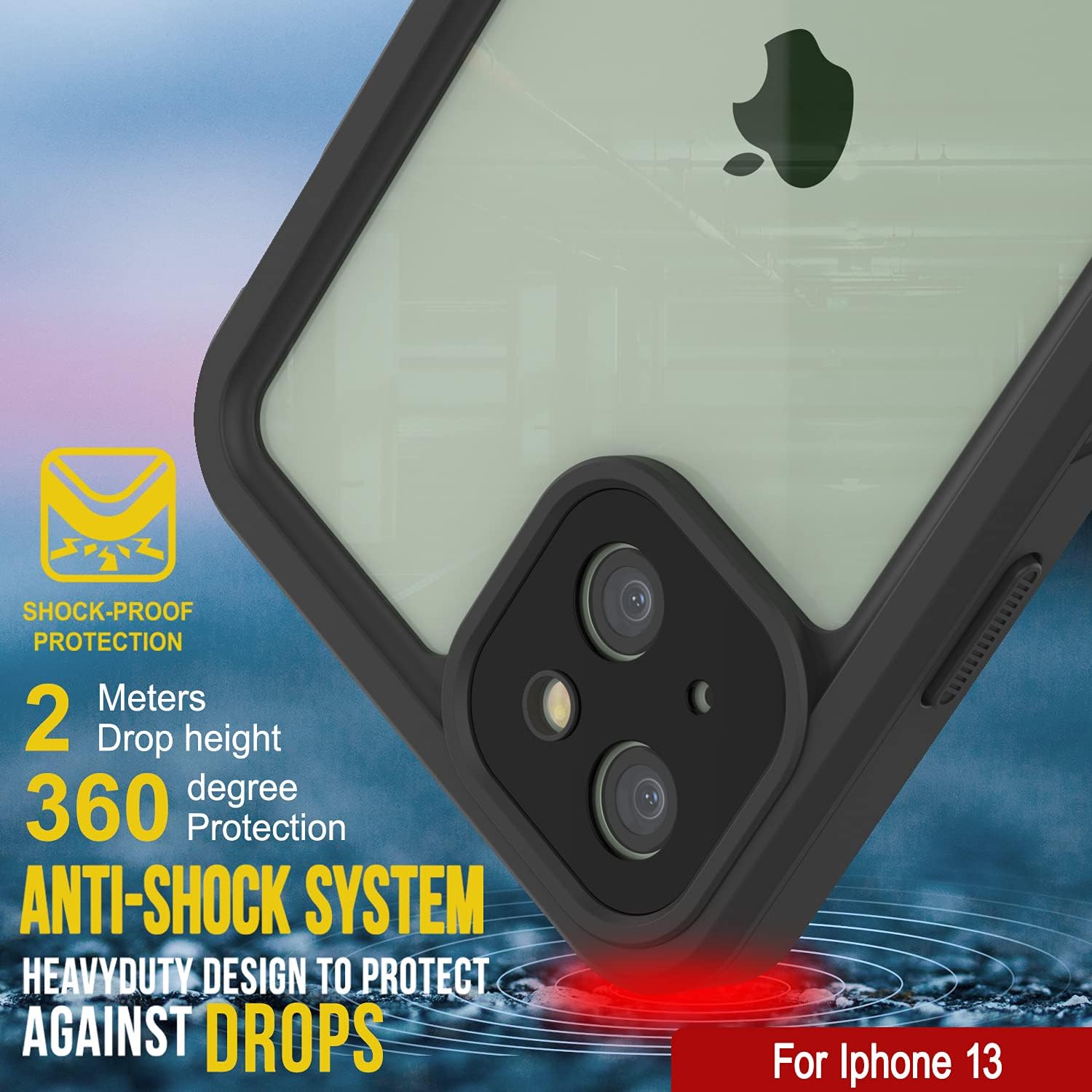 Punkcase Funda impermeable para iPhone 13 serie extrema ajuste delgado certificado IP68 a prueba de golpes a prueba de nieve con protector de