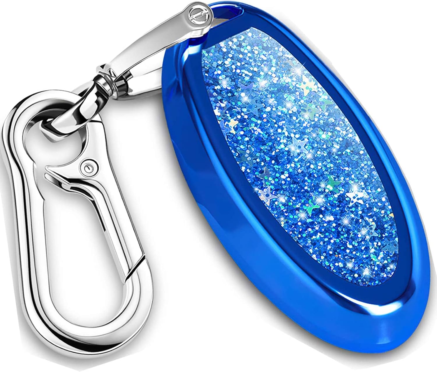 QBUC Funda para llavero Nissan, 3, 4, 6 botones, con llavero, llavero de repuesto (azul brillante)