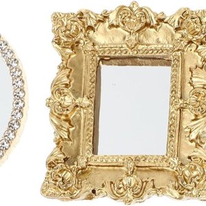 Espejo de casa de muñecas en miniatura espejo de muebles en miniatura a escala 112, marco barroco europeo, mini espejo de pared para decoración de Espejo de casa de muñecas en miniatura espejo de muebles en miniatura a escala 112, marco barroco europeo, mini espejo de pared para decoración de