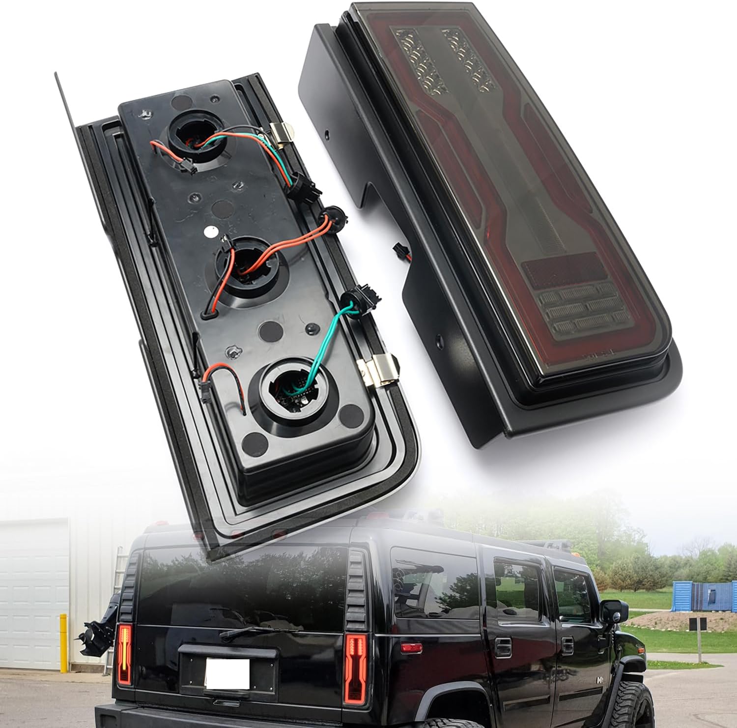 NSLUMO Último estilo EV LED conjunto de luz trasera para 2003 2004 2005 2006 2007 2008 2009 Hummer-H2 SUV LED trasera nieblafrenomarcha atrás  kit