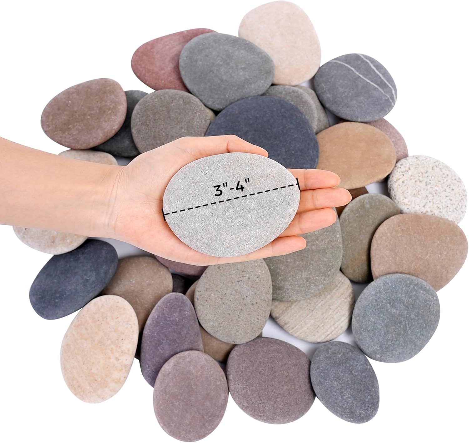 ROCART 12 rocas planas grandes de 3.15-4.15 pulgadas para pintar, rocas lisas de río, suministros de pintura para piedras de bondad, artes y