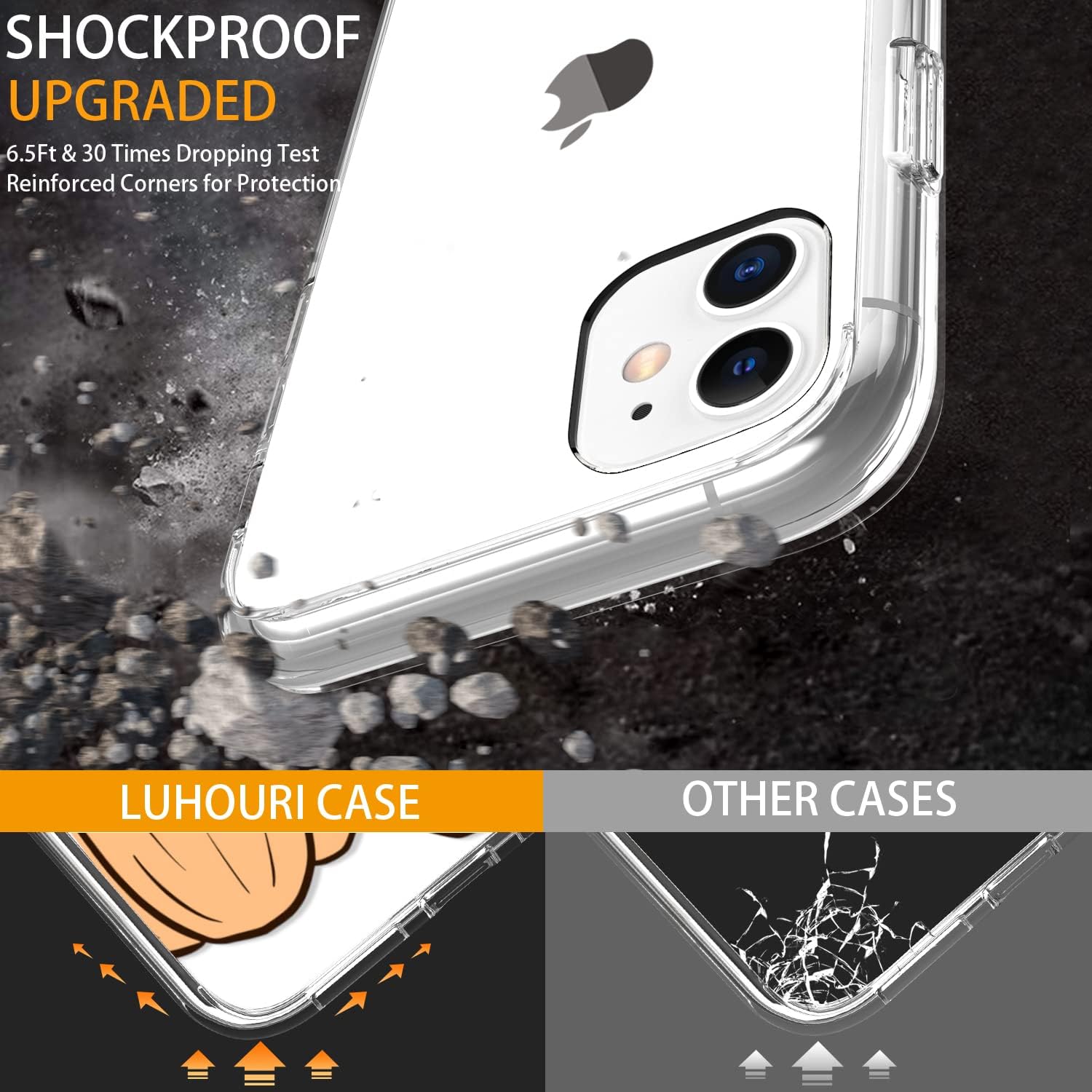 LUHOURI Funda diseñada para iPhone 11 con protector de pantalla, ajuste delgado, funda de acrílico transparente resistente para mujeres y niñas,