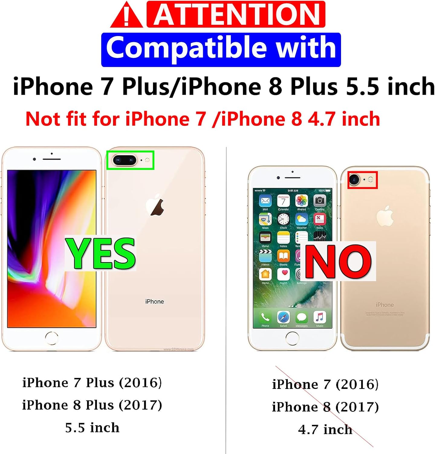 Funda para iPhone 8 Plus, iPhone 7 Plus, con protector de pantalla HD, probada contra caídas de grado militar, funda protectora resistente a prueba