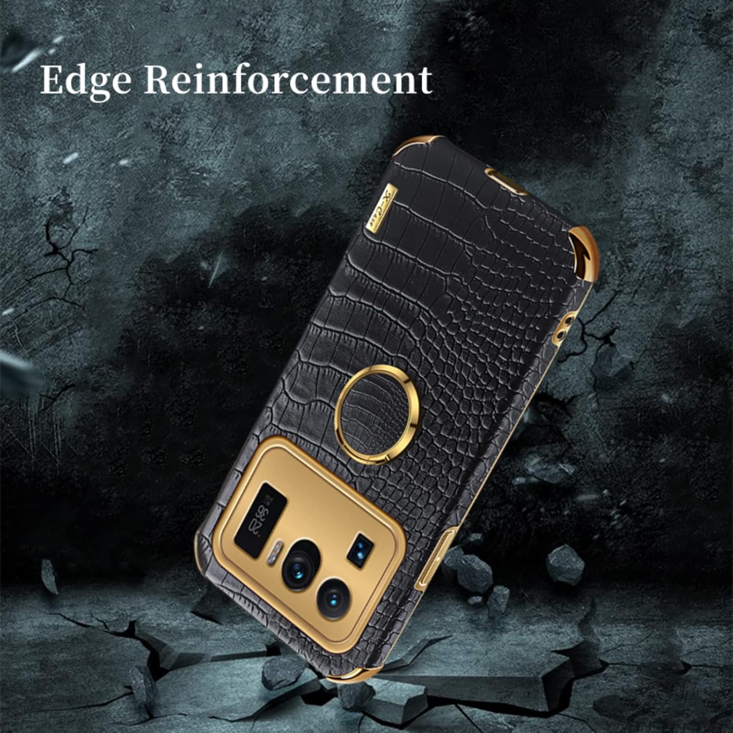 GHMONKEY Funda de cuero suave de lujo para teléfono con soporte de anillo giratorio para Xiaomi Poco X3 X4 NFC Pro 5G Funda protectora de refuerzo