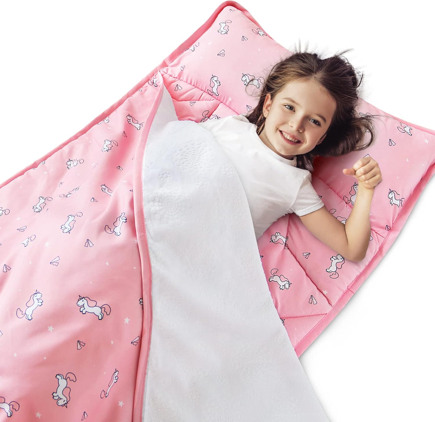 Tapete para siesta para niños pequeños con almohada y manta de 50 x 21 x 1.5 pulgadas, tapete para siesta para niños y niñas pequeñas, paquete de 2