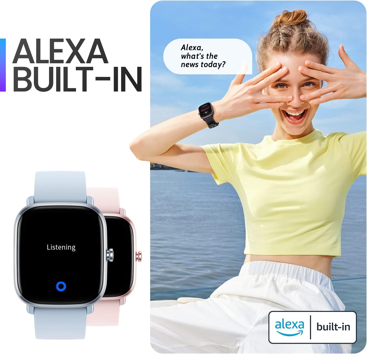 Amazfit GTS 2 Mini Fitness Smart Watch Alexa integrado, SpO2, batería de 14 días, más de 70 modos deportivos, frecuencia cardíaca, sueño, monitoreo