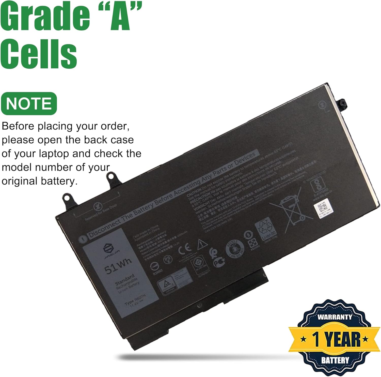 R8D7N 0H82T6 – Batería de repuesto para laptop Dell Latitude 5401 5501 5410 5411 5510 5511 Precision 3550 3541 3551 Series H82T6 0C5GV2 C5GV2 0W8GMW