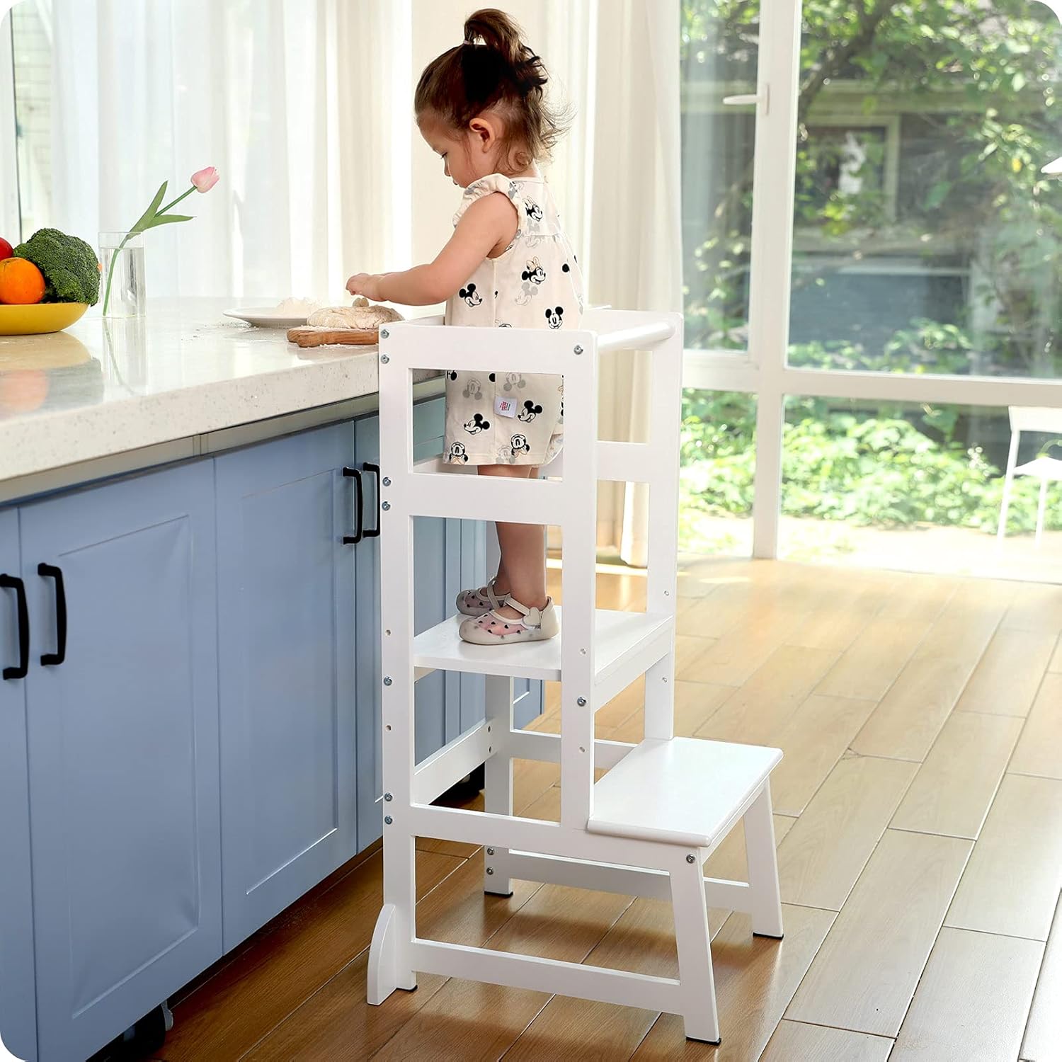 Taburete de cocina ajustable en altura para niños pequeños, taburete de aprendizaje Montessori para niños, torre de pie para bebé, ayudante de pie