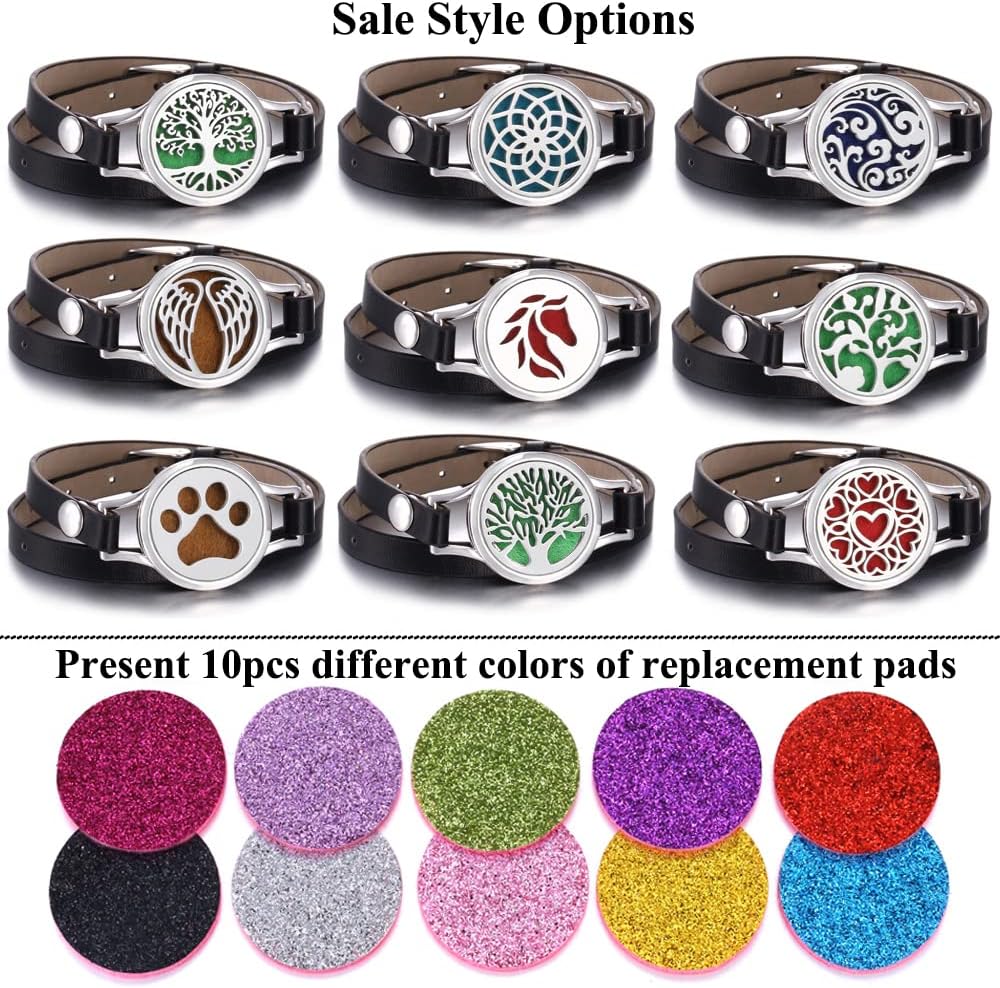 Pulsera difusora de aceites esenciales, correa de cuero negro, regalo único para mujeres, niñas en cumpleaños y Navidad, regalos económicos para
