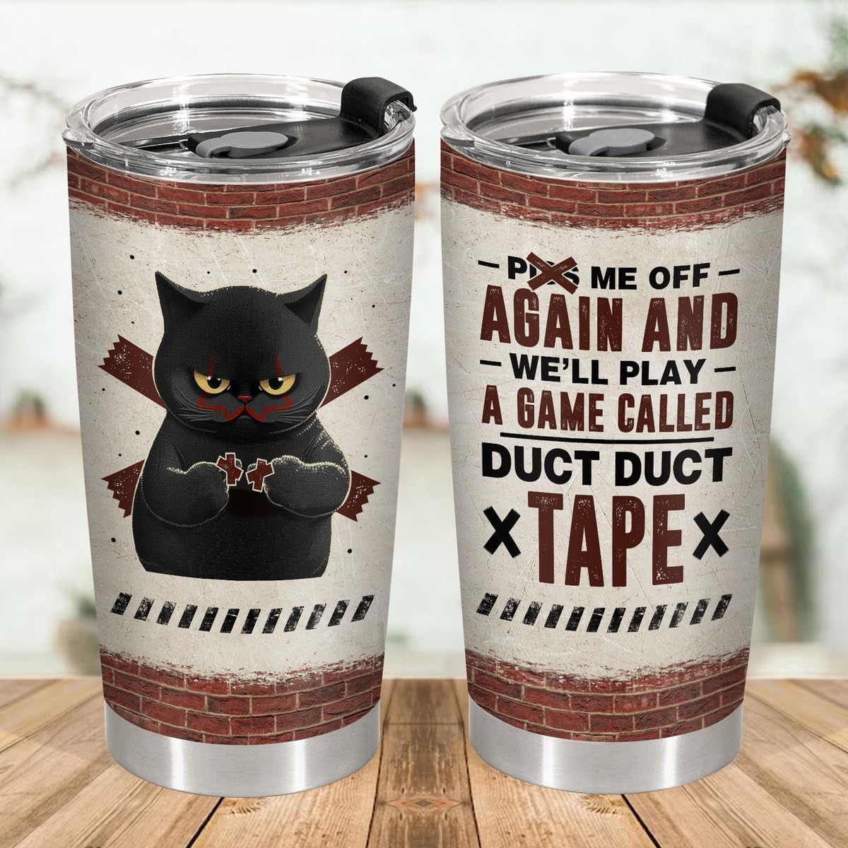 34HD Regalos de Navidad para los amantes de los gatos, vaso de gato de terror de acero inoxidable con tapa, de 20 onzas, divertida taza de café con