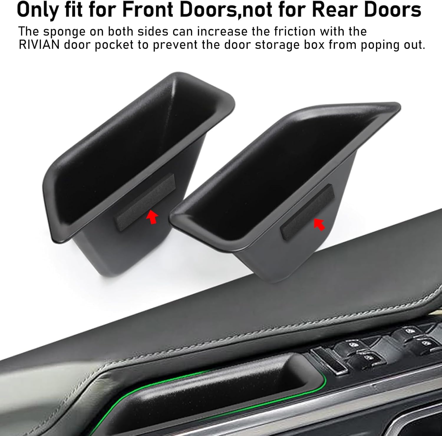 Jaronx Bandeja organizadora lateral de puerta RIVIAN 2022 2023 2024, caja de almacenamiento para puerta delantera para RIVIAN R1SRIVIAN R1T