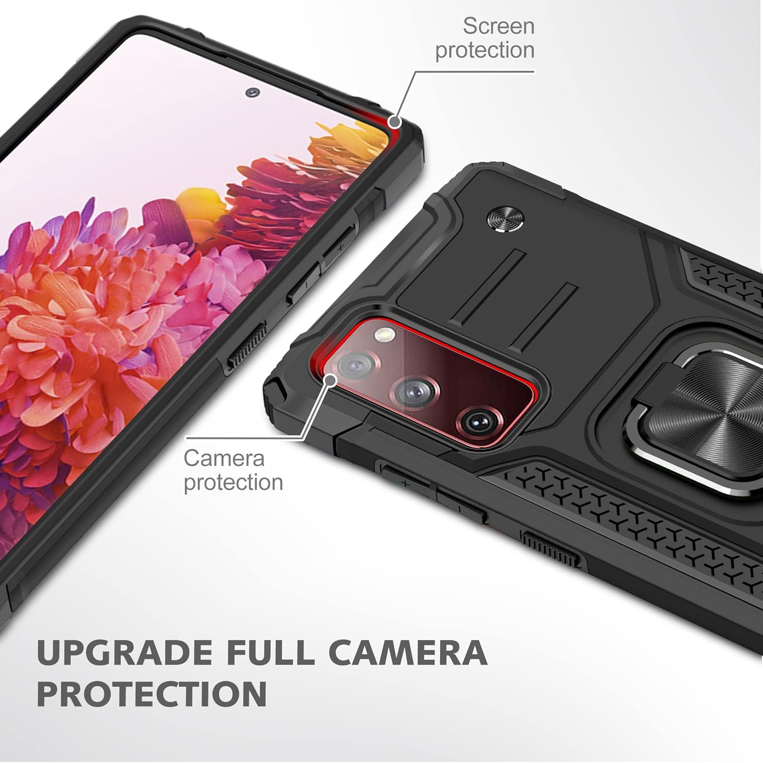 AYMECL Funda para Samsung Galaxy S20 FE 5G, S20 FE con protector de pantalla de vidrio templado 2 unidades, grado militar, doble a prueba de golpes,