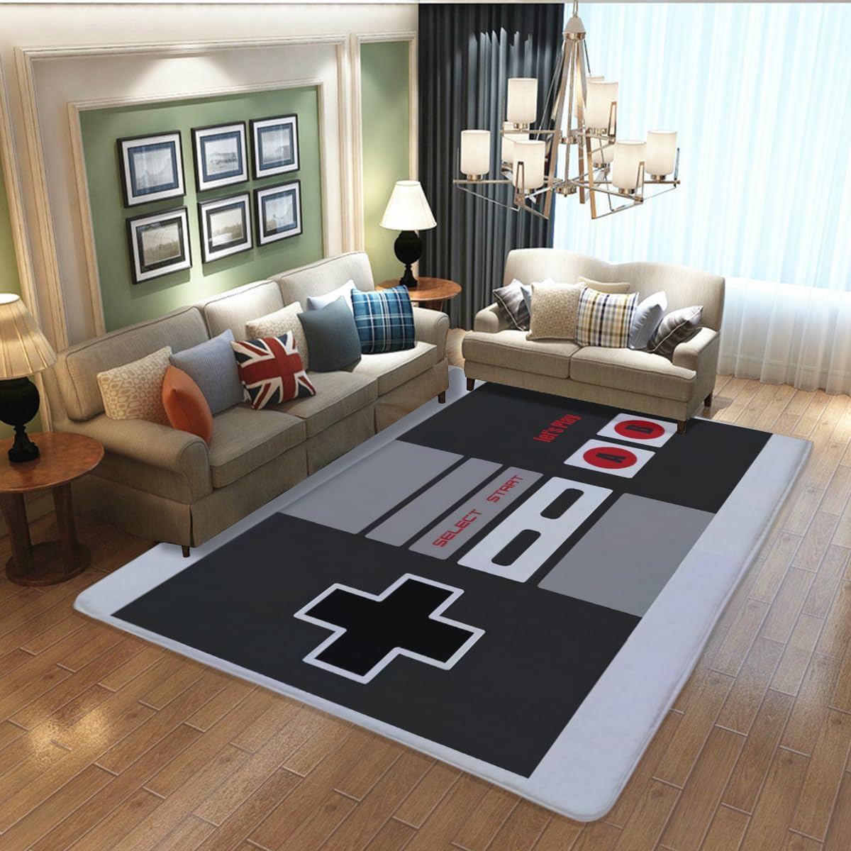 MELONE Alfombra grande con estampado de videojuegos, para decoración de sala de juegos, decoración de dormitorio de niños, impresión 3D, decoración