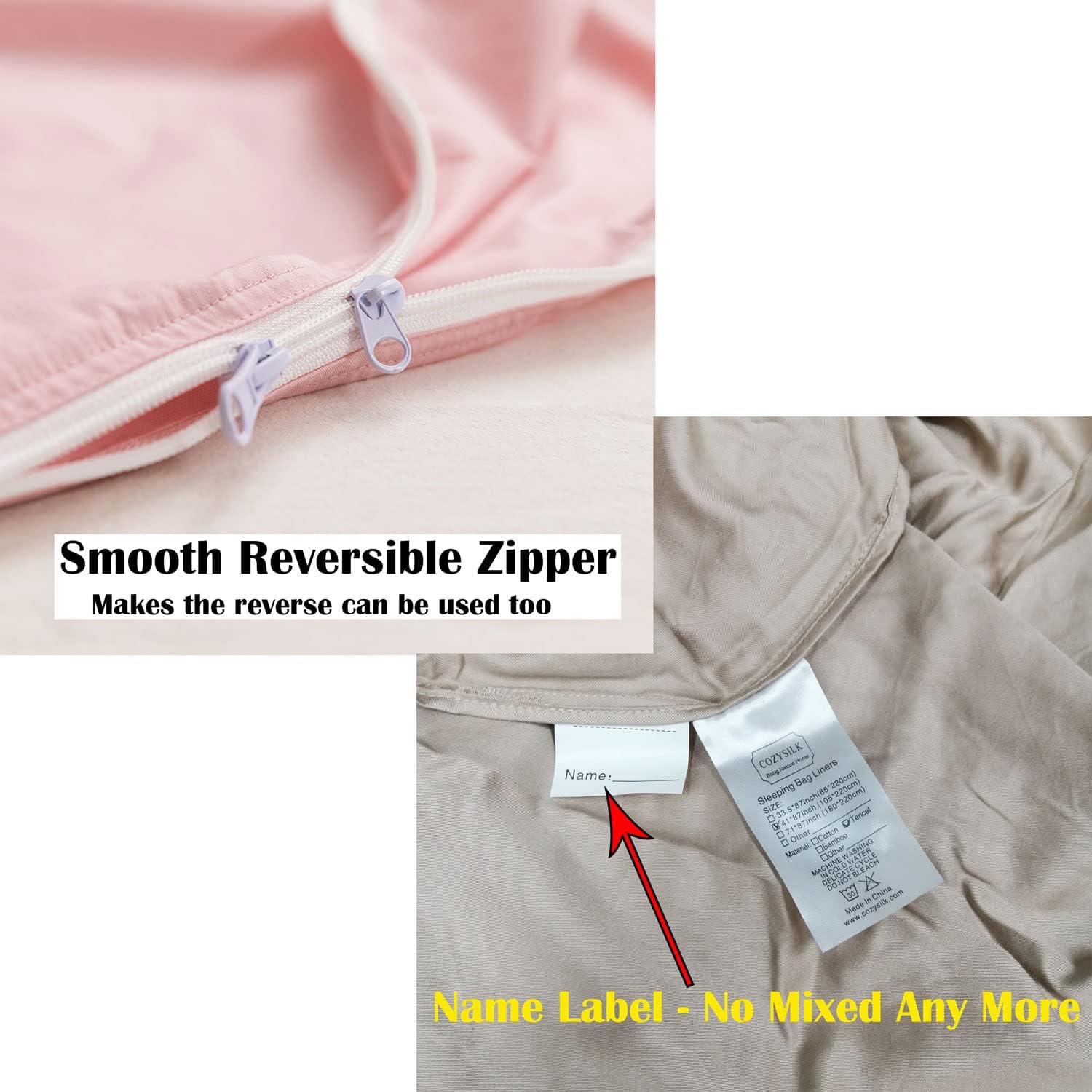 Brand – GANNAFEE Cotton Sleeping Bag Liner with Zipper – 100% Cotton Travel Sheet Sleep Sack Adult – Travel Sleeping Bag for Hotels Camping Hiking