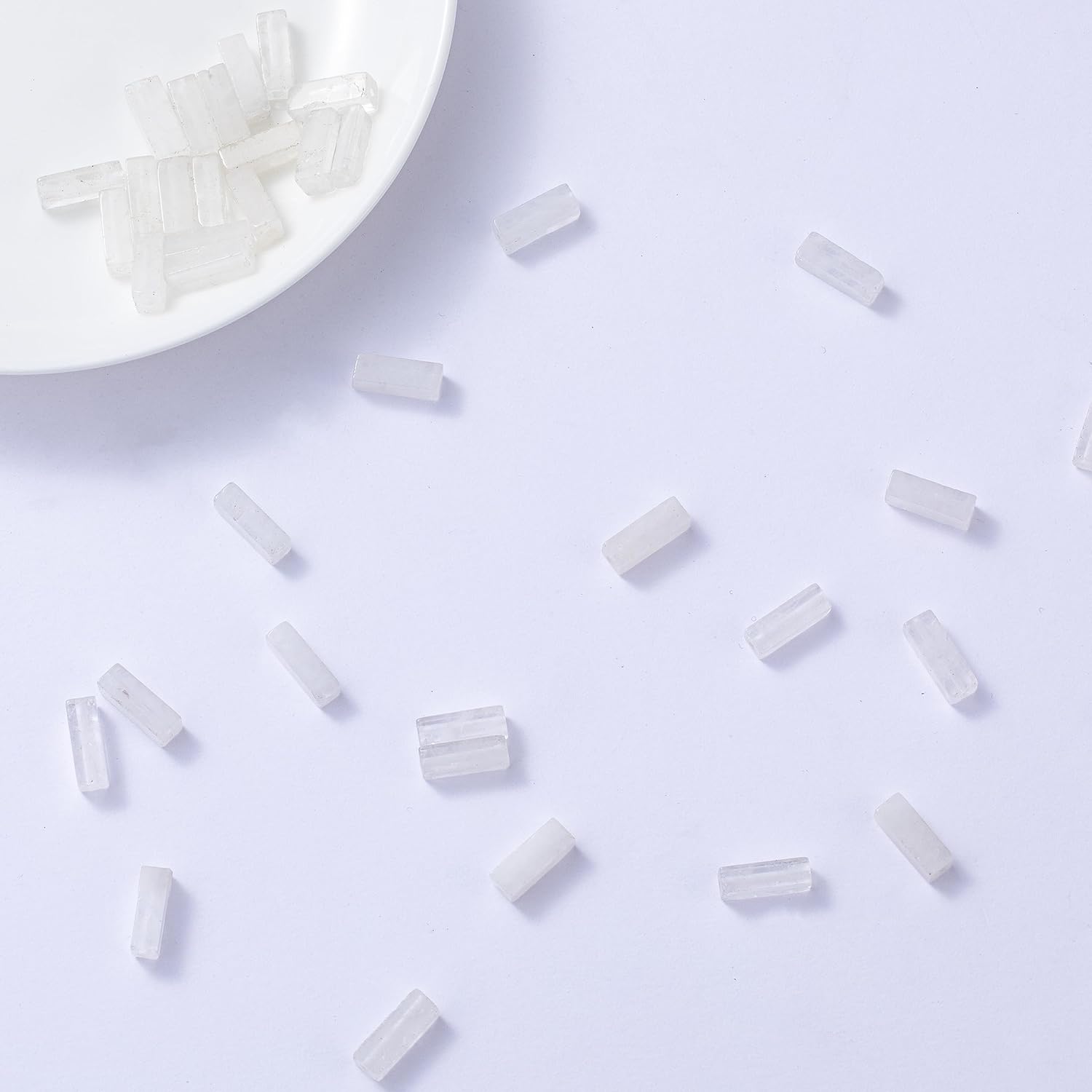 Cuentas de tubo rectangular de cristal blanco natural, 0.157×0.512 in, 15.0 instr sueltas semi piedras preciosas para hacer pulseras, collares,