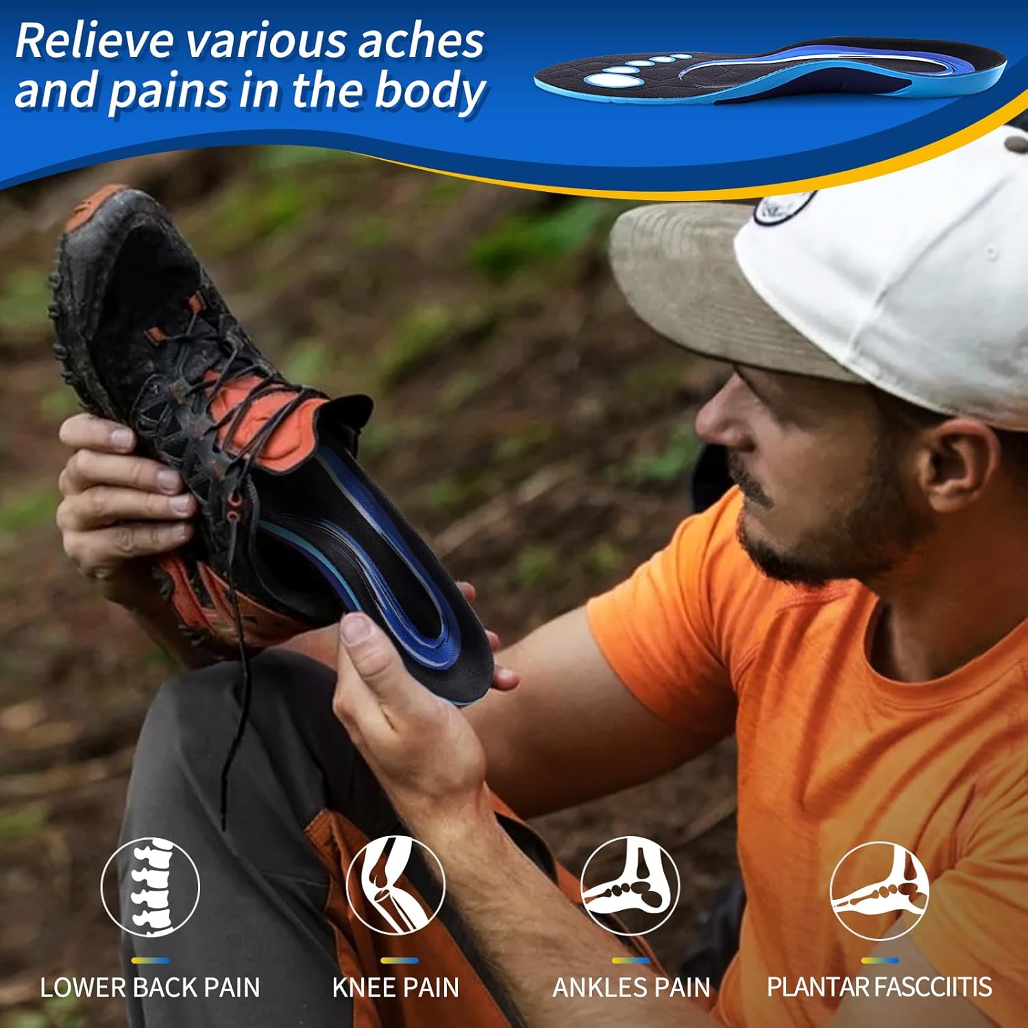 Plantillas de pies para fascitis plantar Soportes de arco-8020.., Azul