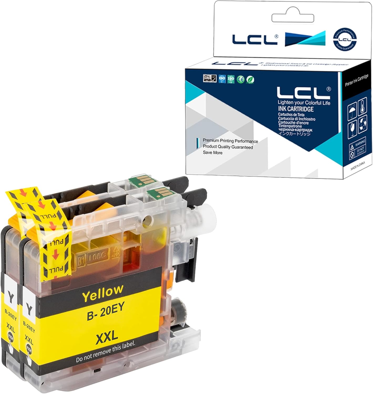 LCL Cartucho de tinta de repuesto compatible para Brother LC20E LC20EY XXL MFC-J5920DW MFC-J775DW MFC-J985DW (paquete de 2 amarillo)