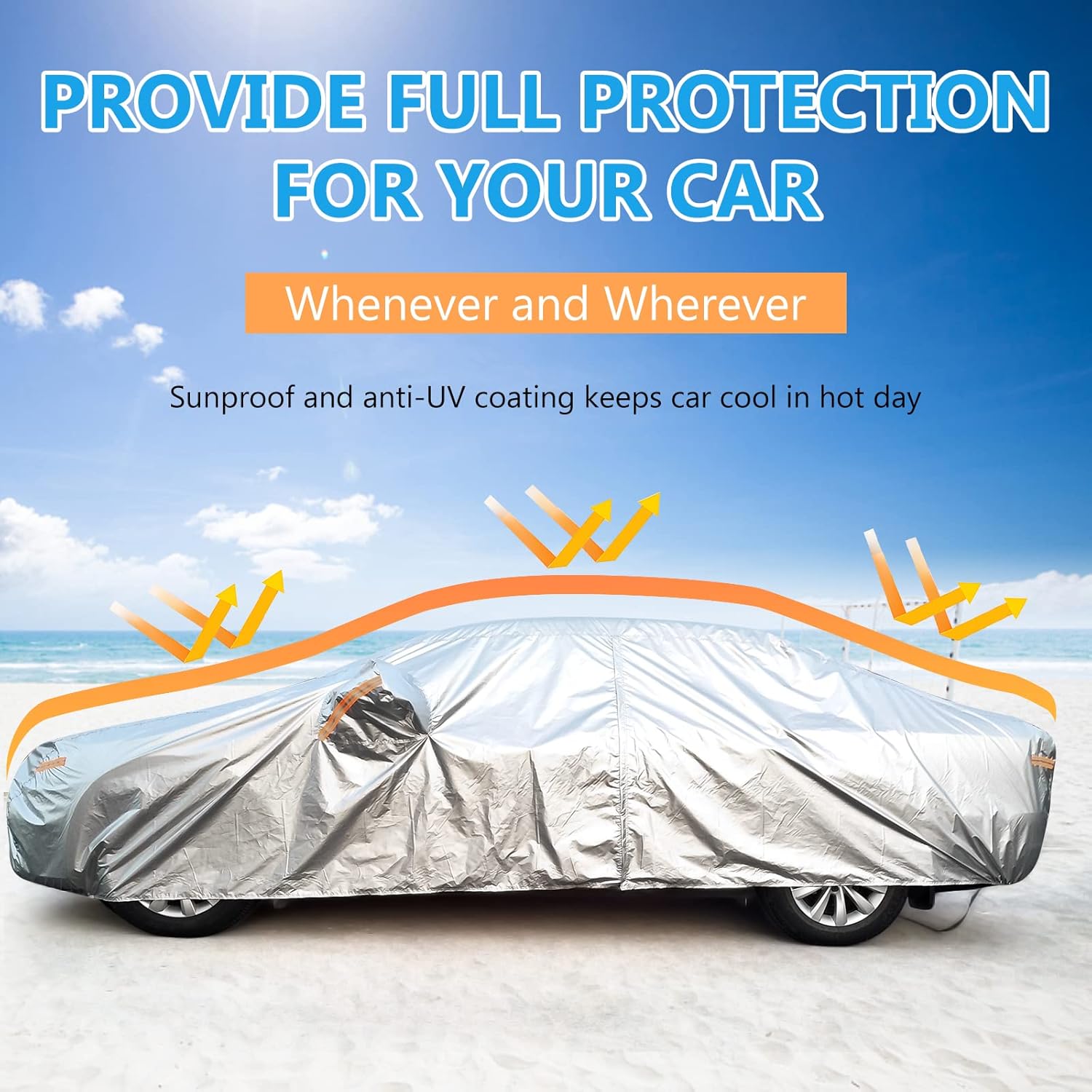 Funda de automóvil de 2 capas impermeable para todo tipo de clima, fundas de automóvil para exteriores con puerta con cremallera, protección contra