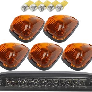 Partsam Tercera luz LED rojablanca de freno y lámpara de carga con 5 luces de techo ámbar y luces LED T10 para Ford Super Duty y Ranger, Partsam Tercera luz LED rojablanca de freno y lámpara de carga con 5 luces de techo ámbar y luces LED T10 para Ford Super Duty y Ranger,