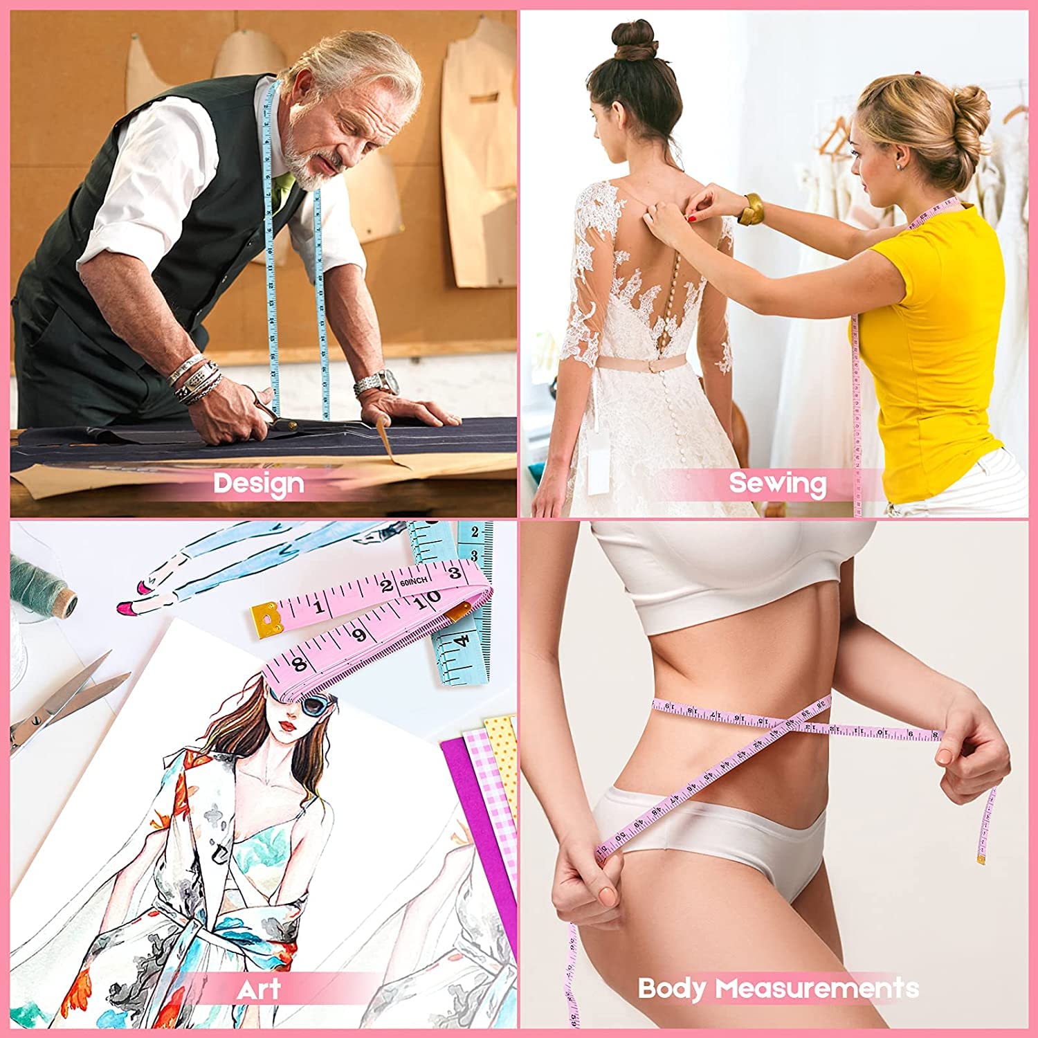 Cinta métrica, regla suave iBayam – Cinta métrica para pérdida de peso corporal, tela, costura, tela a medida, suministros de manualidades de